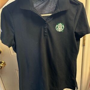 Starbucks Black Polo with Green Siren Patch